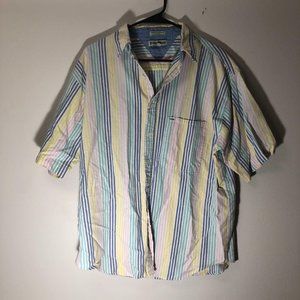 Vintage steeplechase pastel striped short sleeve top 80s mom shirt size large